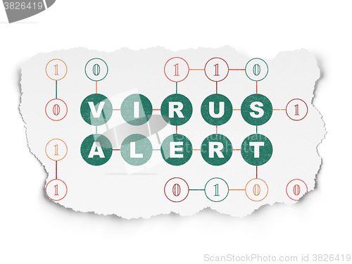 Image of Safety concept: Virus Alert on Torn Paper background