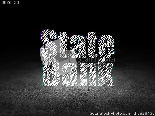 Image of Currency concept: State Bank in grunge dark room