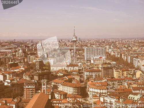 Image of Retro looking Milan aerial view