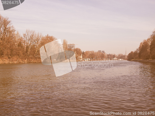 Image of River Po, Turin, Italy vintage