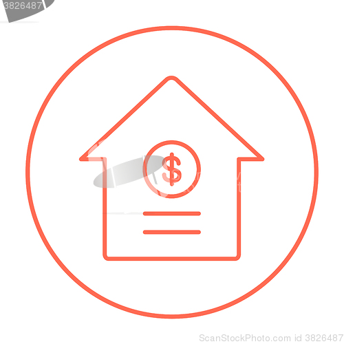 Image of House with dollar symbol line icon.