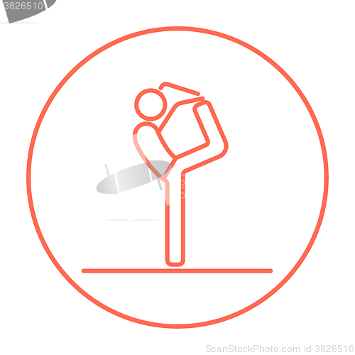 Image of Man practicing yoga line icon.