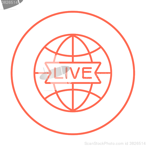 Image of Globe with live sign line icon.