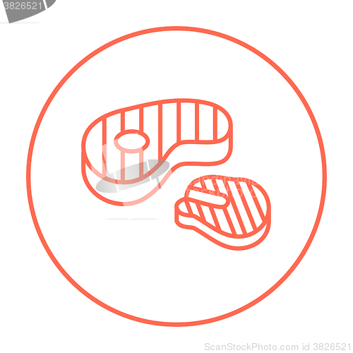 Image of Grilled steak line icon.