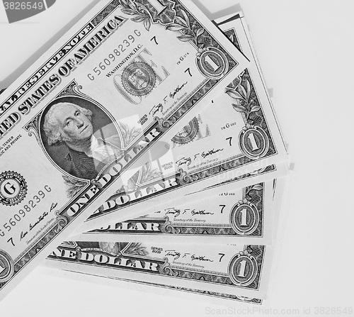 Image of Black and white Dollar notes 1 Dollar