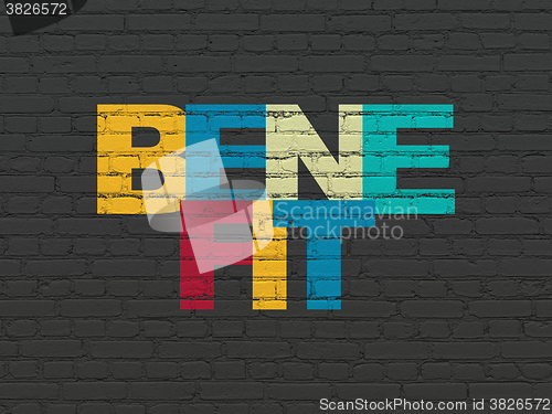 Image of Finance concept: Benefit on wall background