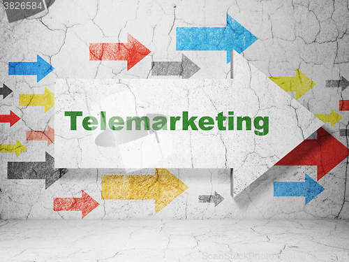 Image of Marketing concept: arrow with Telemarketing on grunge wall background
