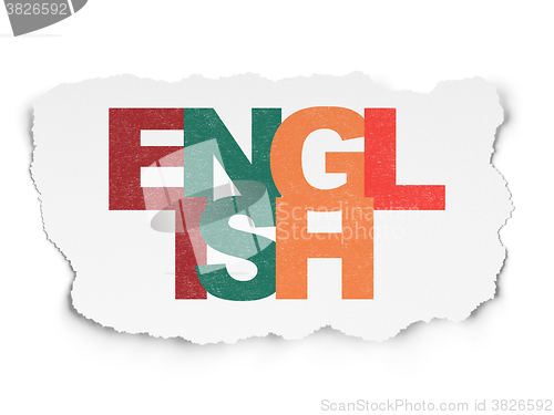 Image of Education concept: English on Torn Paper background