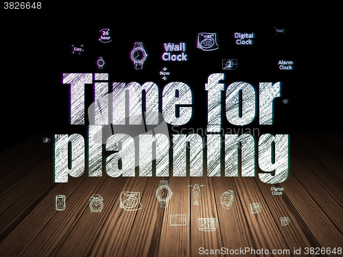 Image of Time concept: Time for Planning in grunge dark room
