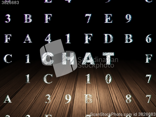 Image of Web development concept: Chat in grunge dark room