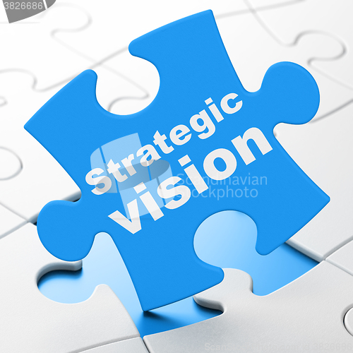 Image of Finance concept: Strategic Vision on puzzle background
