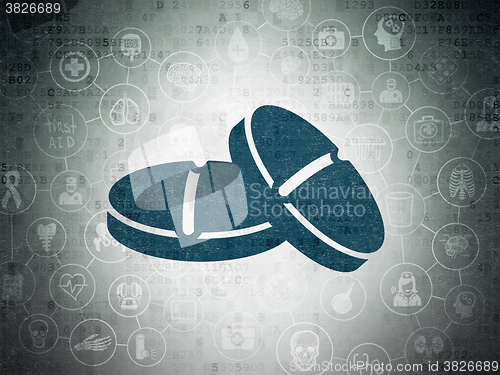 Image of Medicine concept: Pills on Digital Paper background