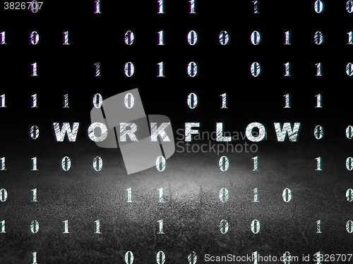 Image of Business concept: Workflow in grunge dark room