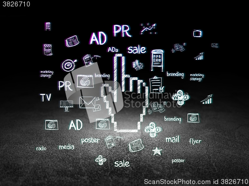 Image of Marketing concept: Mouse Cursor in grunge dark room