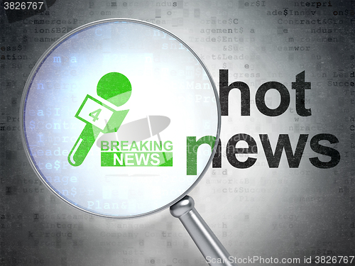 Image of News concept: Breaking News And Microphone and Hot News with optical glass