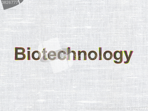 Image of Science concept: Biotechnology on fabric texture background