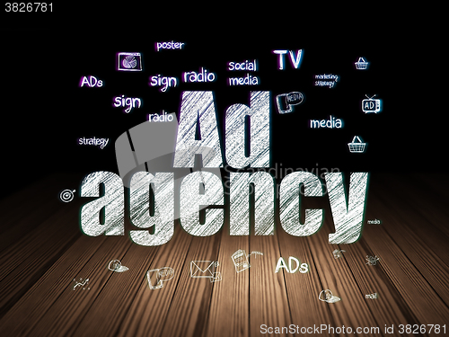 Image of Advertising concept: Ad Agency in grunge dark room