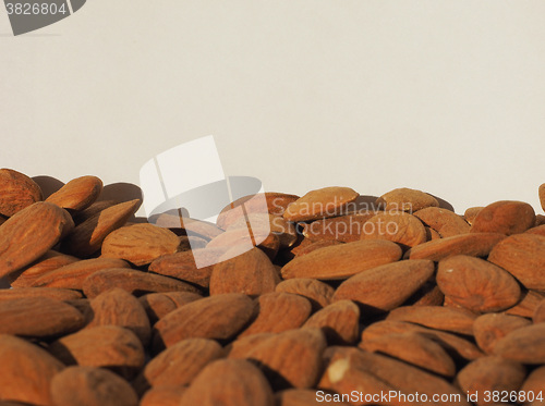 Image of Almonds dried fruit with copy space