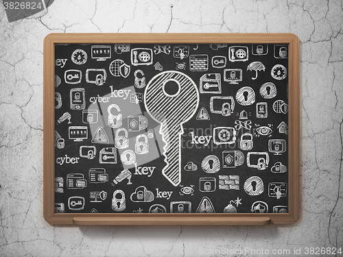 Image of Safety concept: Key on School Board background