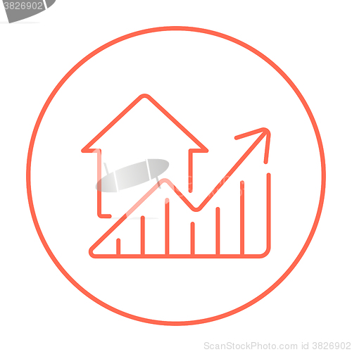 Image of Graph of real estate prices growth line icon.