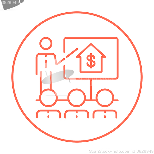 Image of Real estate training line icon.