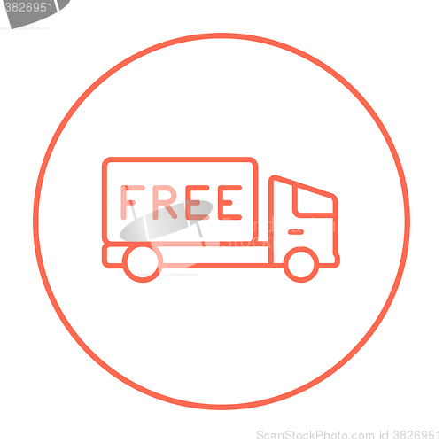 Image of Free delivery truck line icon.