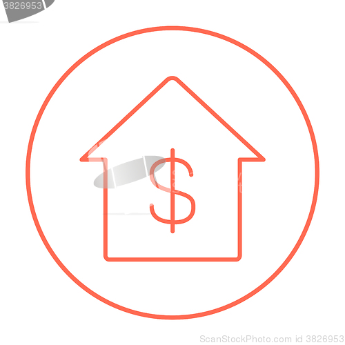 Image of House with dollar symbol line icon.