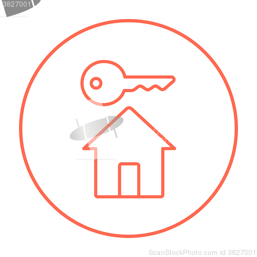 Image of Key for house line icon.