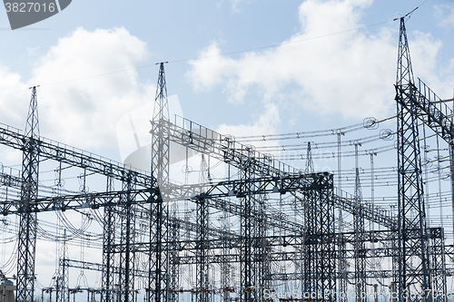 Image of High Voltage electric substation with transformers