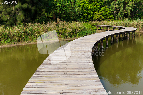 Image of Wood bridge in the lake