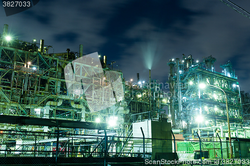 Image of Oil Refinery factory at night