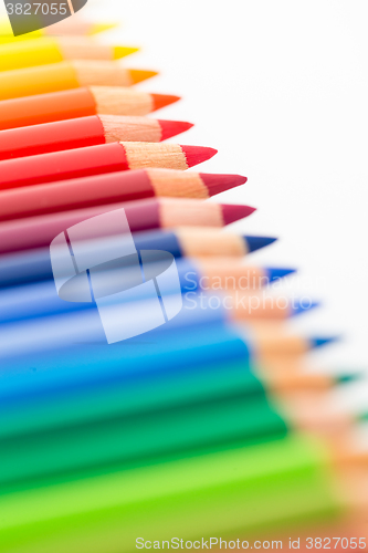 Image of Stack of Colour pencils isolated on white