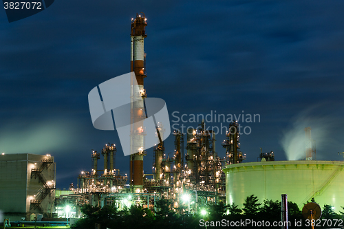 Image of Industrial Factory working at night