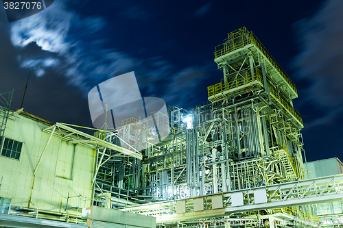 Image of Petrochemical industrial plant at night