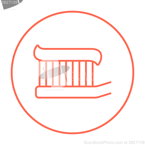 Image of Toothbrush with toothpaste line icon.