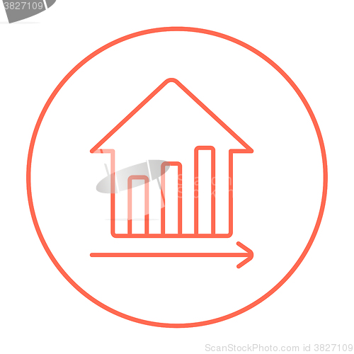 Image of Graph of real estate prices growth line icon.