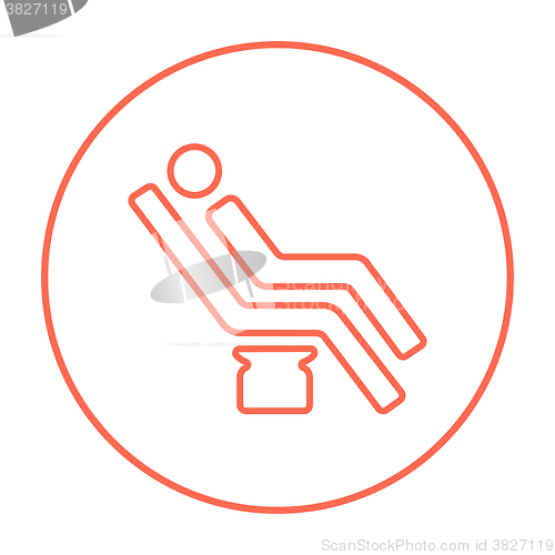 Image of Man sitting on dental chair line icon.