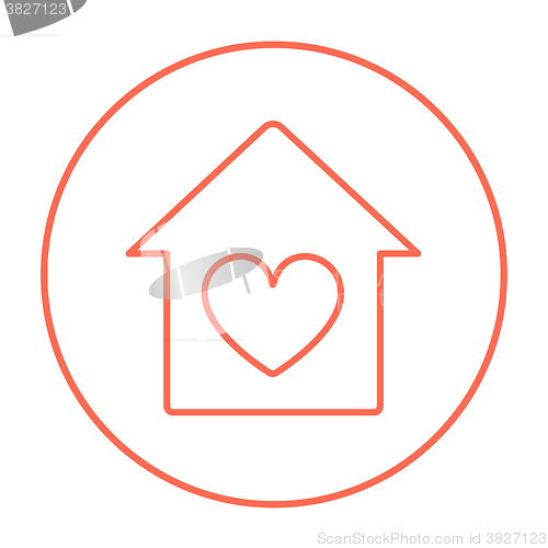 Image of House with heart symbol line icon.