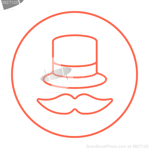 Image of Hat and mustache line icon.