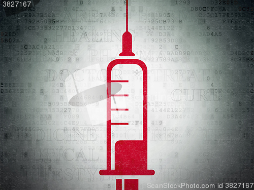 Image of Health concept: Syringe on Digital Paper background