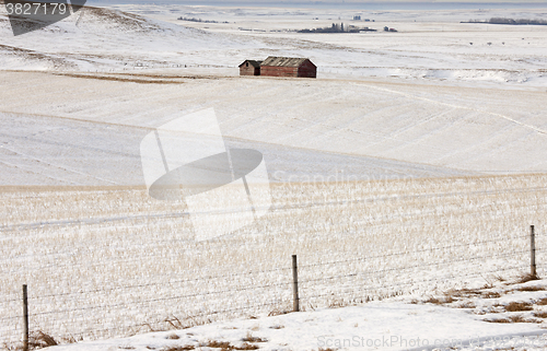 Image of Alberta Buildings and Field in Winter