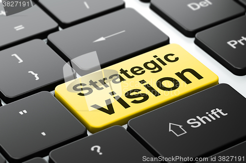 Image of Business concept: Strategic Vision on computer keyboard background