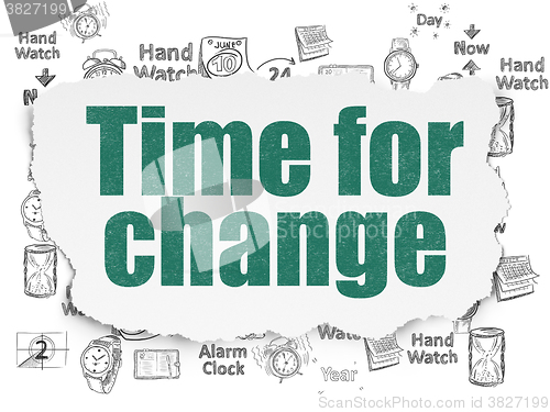 Image of Time concept: Time for Change on Torn Paper background