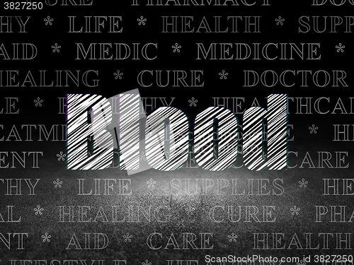 Image of Medicine concept: Blood in grunge dark room