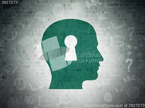 Image of Studying concept: Head With Keyhole on Digital Paper background