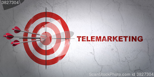 Image of Marketing concept: target and Telemarketing on wall background