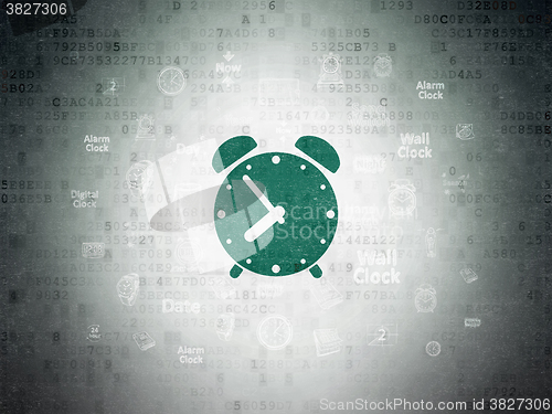 Image of Timeline concept: Alarm Clock on Digital Paper background