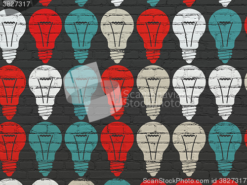 Image of Business concept: Light Bulb icons on wall background