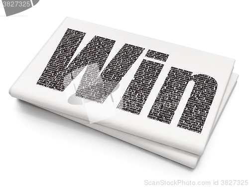 Image of Finance concept: Win on Blank Newspaper background