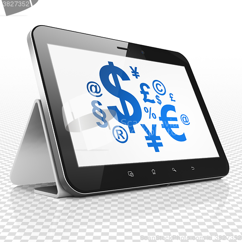 Image of Finance concept: Tablet Computer with Finance Symbol on display